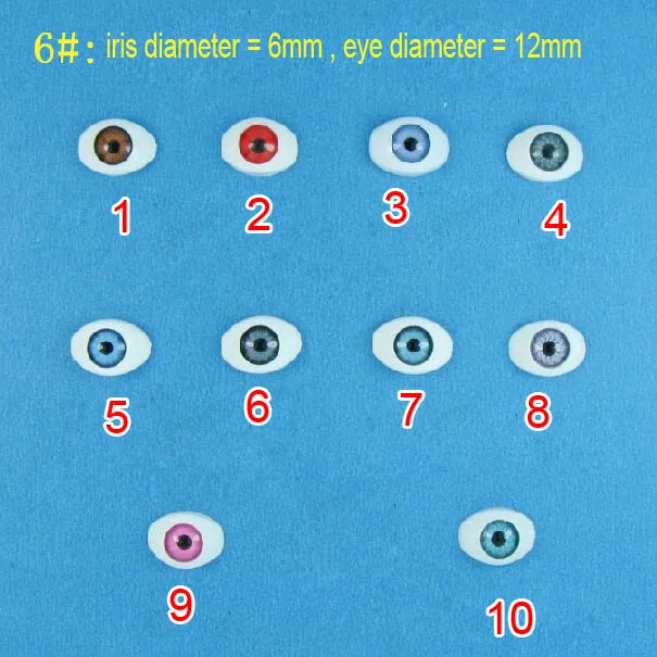 

200pcs Mixed Color Can Choose 6mm Plastic Acrylic Doll Eyes Glass Like--100pairs