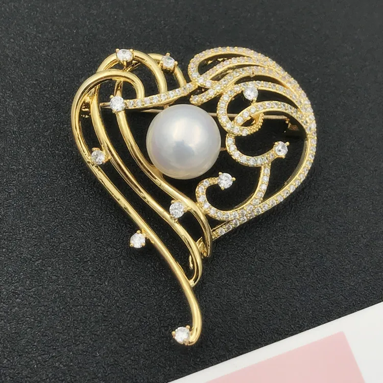 

Women Handmade DIY Pearl Breastpin Fittings Plated Color Pearl Brooch Components Silver&Gold Color 3Pcs/Lot