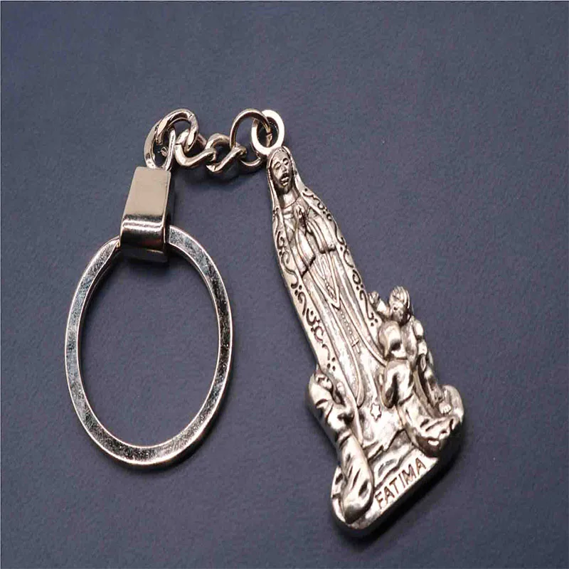 New fashion rose Fatima key chain car key chain, Madonna Fatima keychain cross key chain men and women backpack pendant.