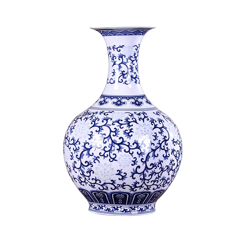 

Jingdezhen Rice-pattern Porcelain Big Size Vase Antique Blue-and-white Bone China Decorated Ceramic Vase