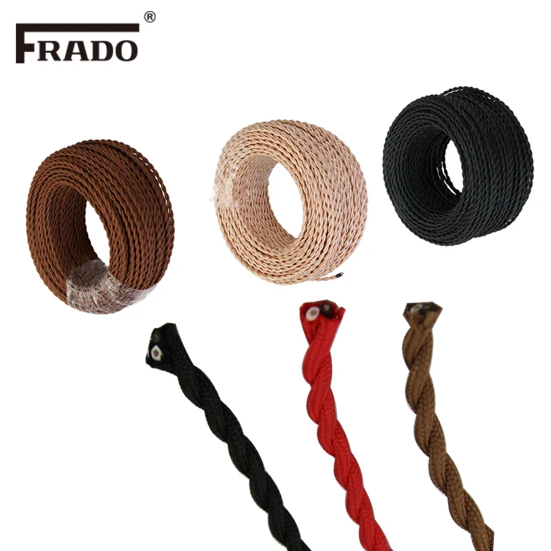 2*0,75mm Vintage Twisted Elektrische Draht Beige Textil Kabel Edison Vintage Lampe Kabel Geflochtene Retro Anhänger Licht Lampe draht – Detail 3