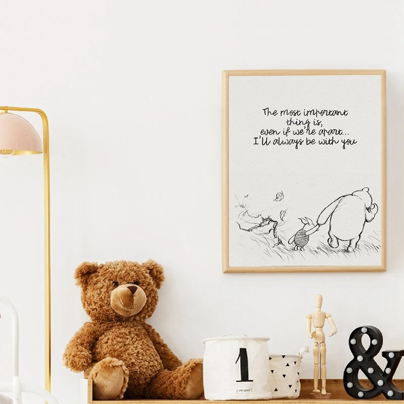 Winnie The Pooh Quotes Canvas Posters and Prints Classic Cartoon Movie Art Painting Black White Picture Kids Room Wall Art Decor image 4