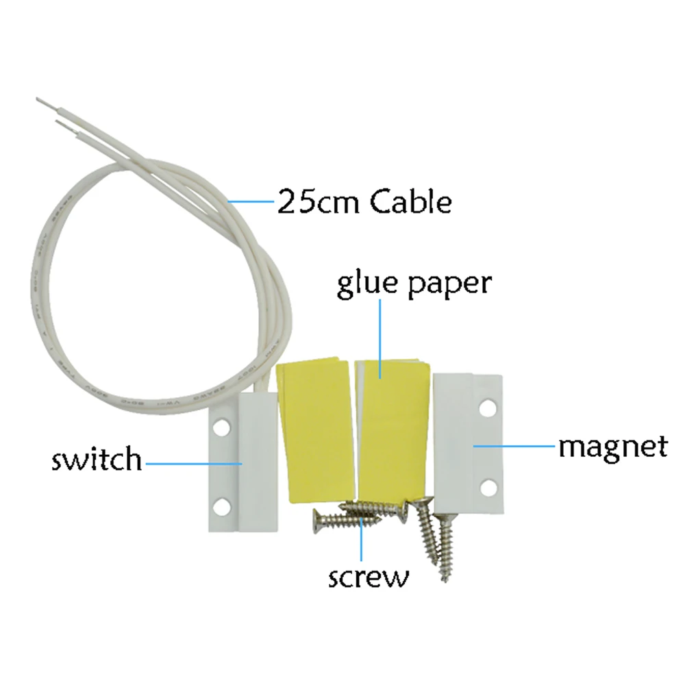 20Pcs/Bag Surface Mounted White Color Plastic Magnetic Sensor Door Open Alarm Detector Position Limit Switch Home security