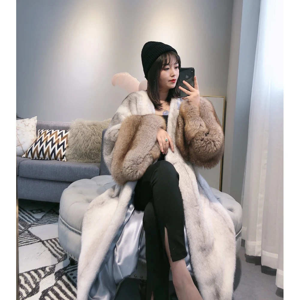 Women's Imported Mink Fur Coat Women's Autumn And Winter New Fur Coat Women's Long Mink Fur Warm Jacket