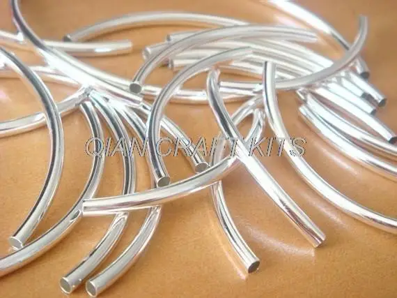 300 Shiny Silver Plated Curved Tube Beads 3x35mm curved tube noodle beads other sizes available in stock