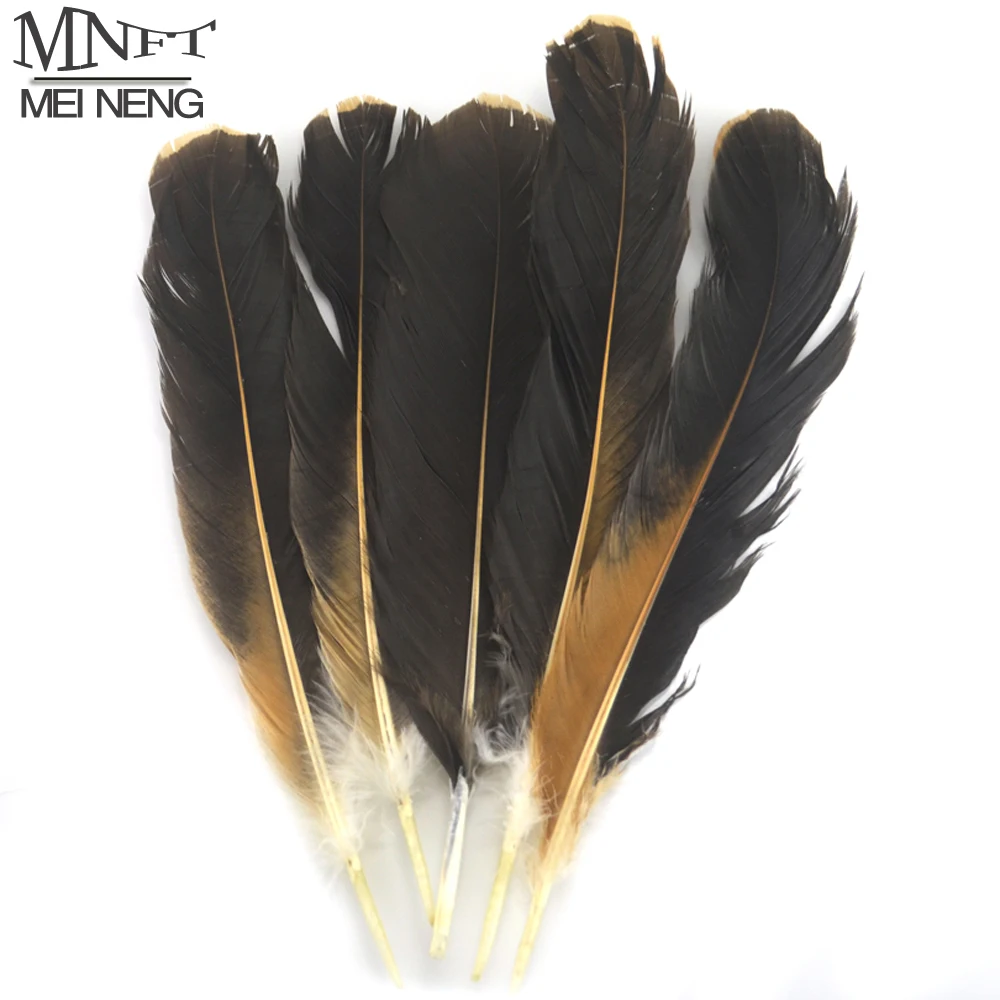 MNFT 10pcs/Bag Chicken Wing Feathers Rooster Natural Black & Brown Plume Fly Tying Lures Material