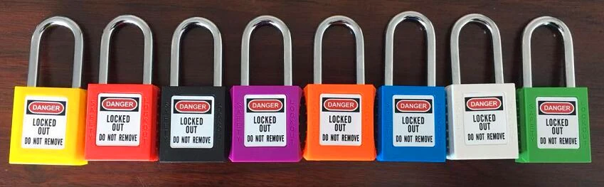 

10pcs/lot steel metal Shackle ABS safety padlock keyed unuqie or same Nylon body safety padlocks