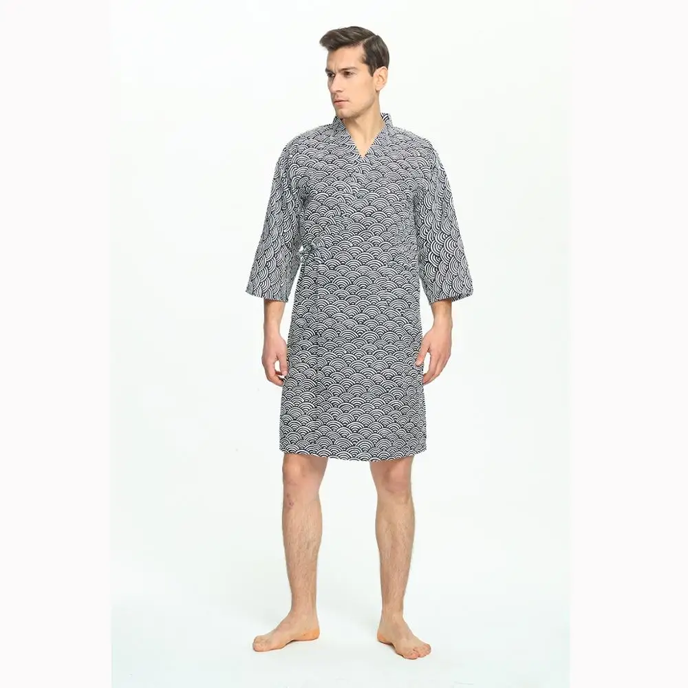 100% Cotton Casual Sleeping Robes Man Kimono Summer Elegant Comfortable Yukata Home Robes Man Home Clothes For Man