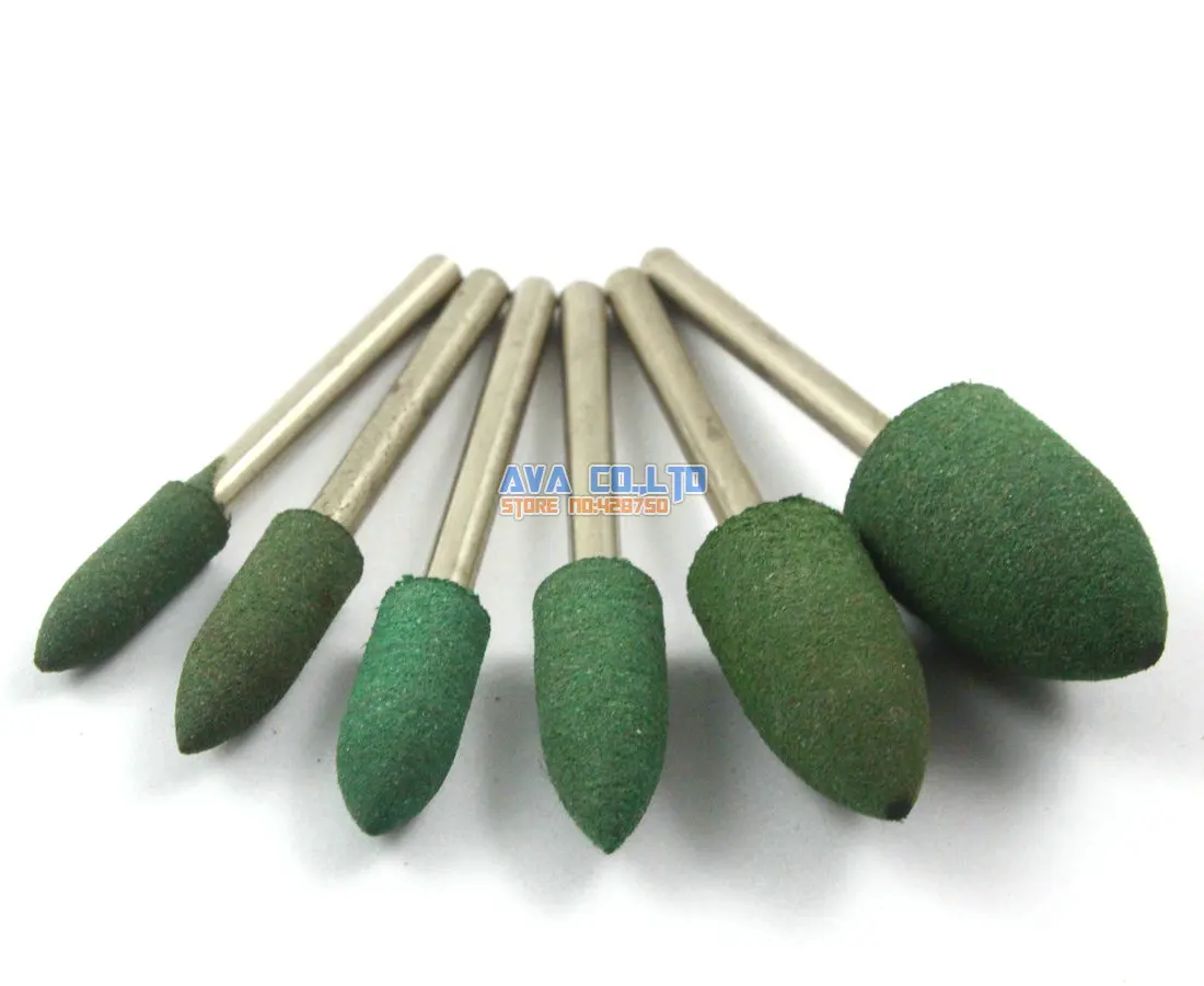 24 Piece Set Green Bullet Mounted Rubber Polishing Point Grinding Bit 3mm Shank