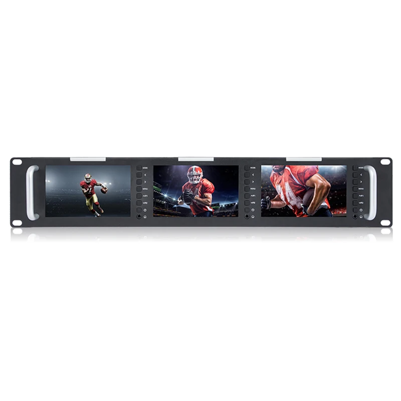 Feelworld T51 Triple 5 Inch 2RU LCD 3G-SDI HDMI Input Output Rack Mount Monitor Broadcast Level Quality Monitor