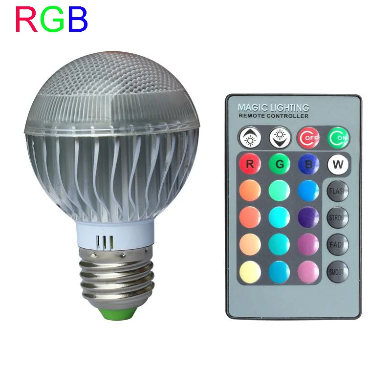 RGB LED lamps 5W 9W E27/E14/B22 RGB Bulb 16 Color Change 85-265V for Home Party Decoration With IR Remote controller lighting