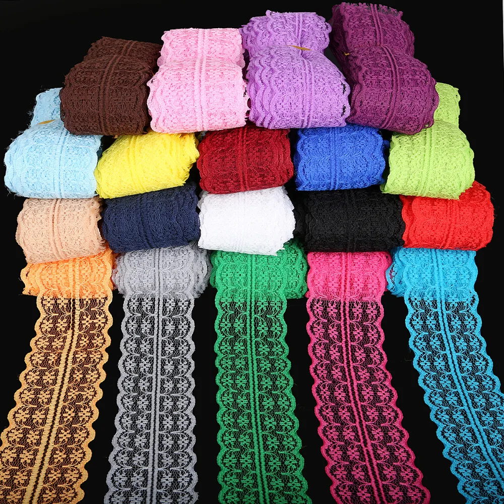 12yard Width 45MM DIY Handmade Material Lace Ribbon Embroidered For Baby Hair Sewing Wedding Party Decoration Many Colors