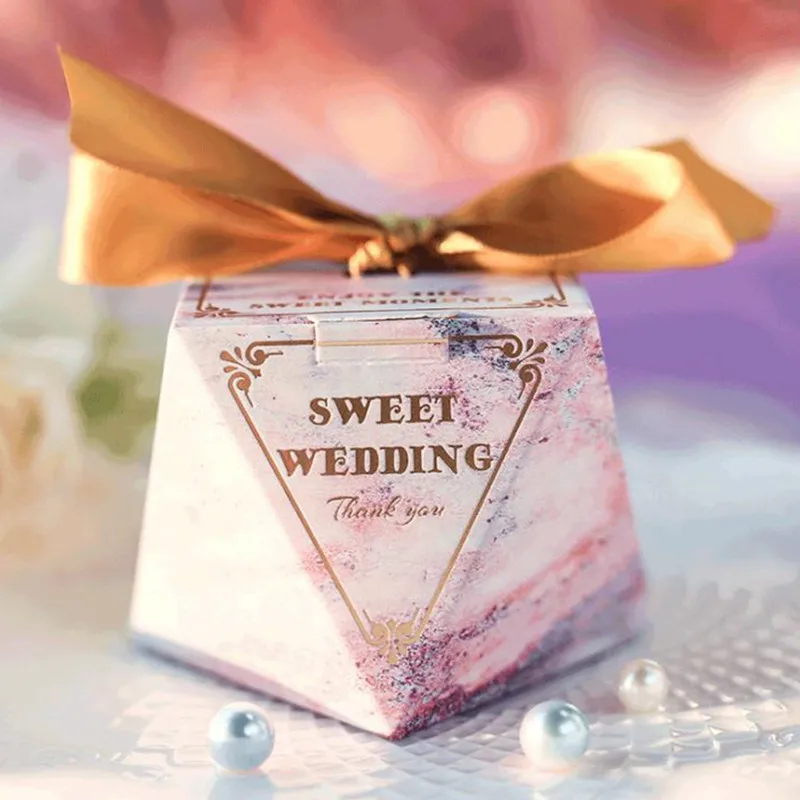 

European candy box creative "sweet wedding" diamond wedding like party gift box Bomboniera chocolate box return gift 50pcs