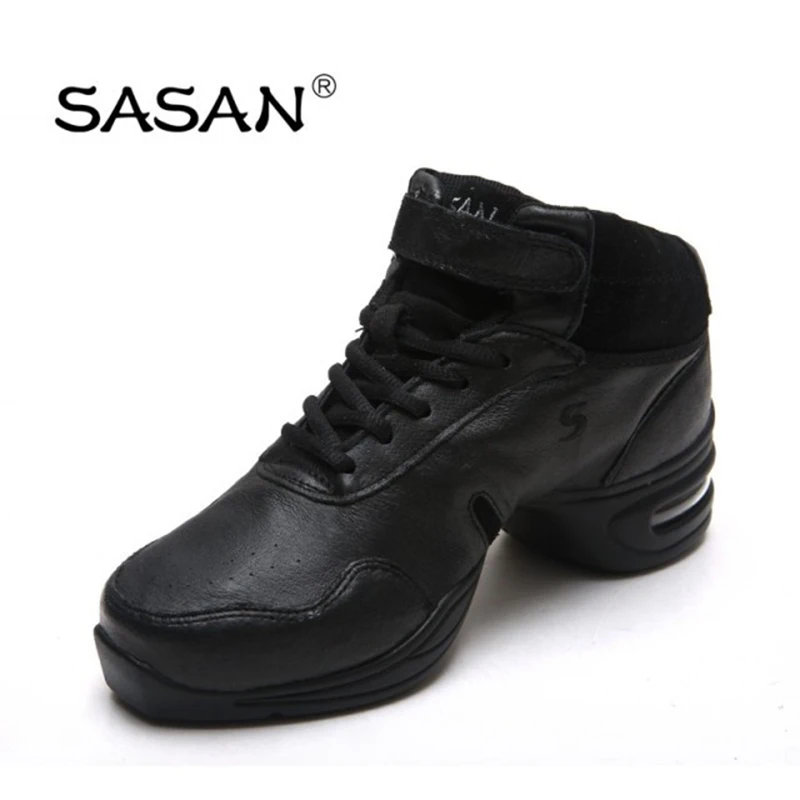 Zapatillas de baile para mujer, zapatos modernos de lona transpirables, antideslizantes, odorización, tacón negro de 8803 cm, piel de cerdo, SASAN