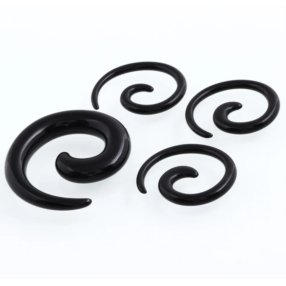 1 pairs (1.6-12mm) Black White Acrylic Spiral Ear Gauges Large Size Ear Tapers Stretching Plugs Tunnel Expanders Pircing Jewelry