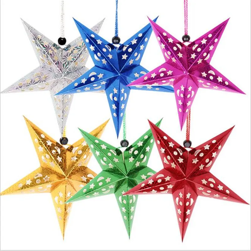 1PCS Christmas Decoration For Home Laser Paper Christmas Star Hanging Ornament Three-Dimensional Ornaments Festive Decorations