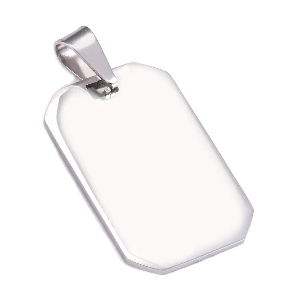 10 Pcs Wholesale 33x20 Rectangle Unisex Stainless Steel Stamping Blank ID Dog Tags Pendant Necklace Jewelry Makings