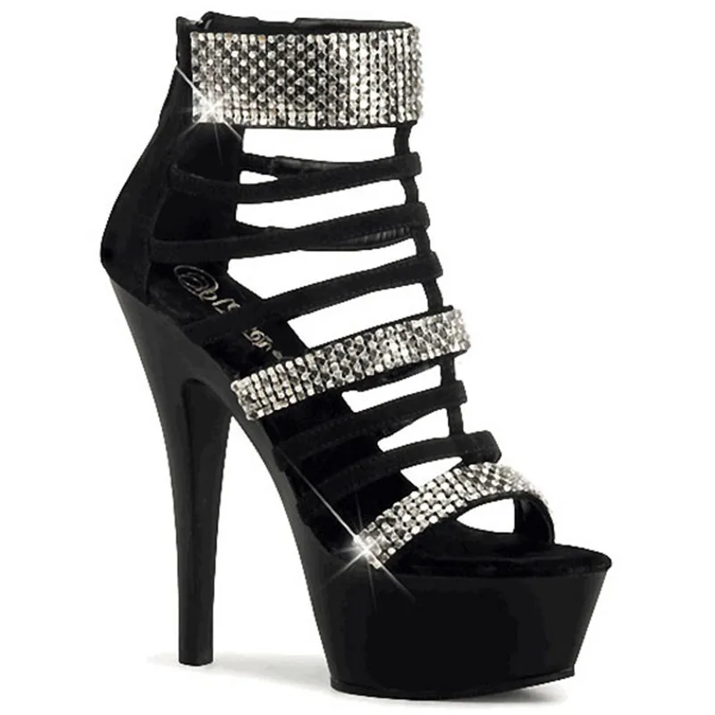 

New fashion of the black sequins 15 cm high heels, platform, pole dancing/performance/banquet wedding sandals