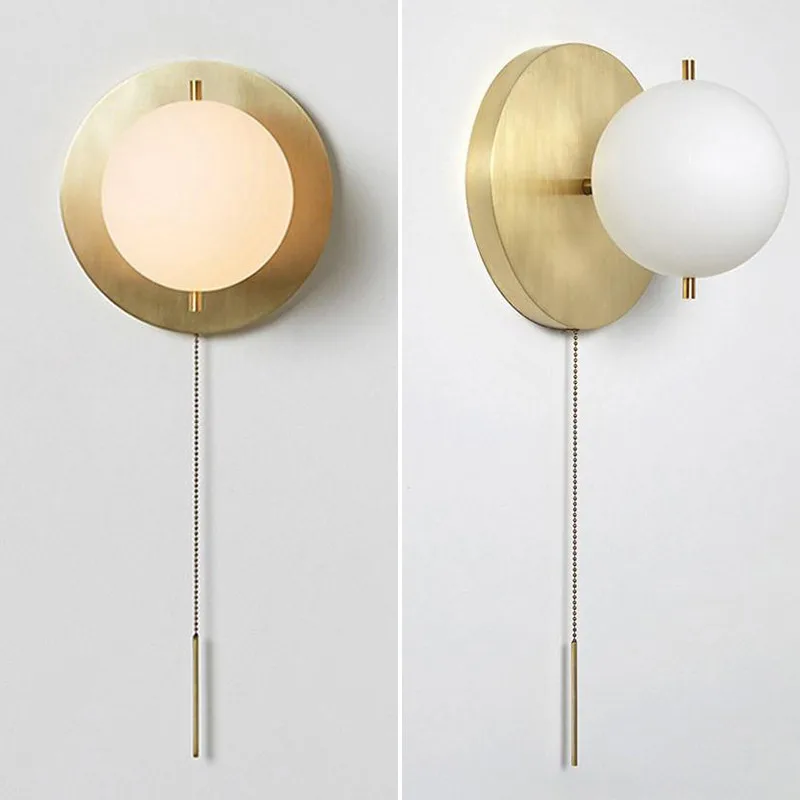 Nordic post-modern minimalist personality style designer style living room corridor brass 15cm ball wall lamp model style