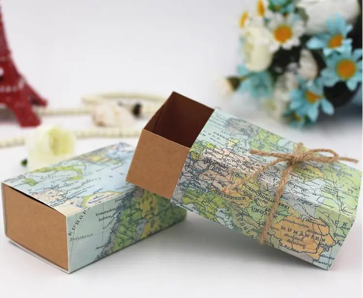 

3000pcs Wedding Candy Box for Guests World Map Kraft Paper Gift Bag Wedding Favors and Gifts Event Party Supplies SN1922