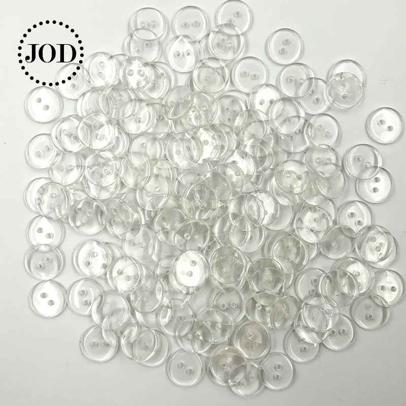 Boutons de couture en résine plastique pour Scrapbooking, boutons ronds Lucency à deux trous, Bottoni, accessoires transparents et clairs de 9 à 25mm