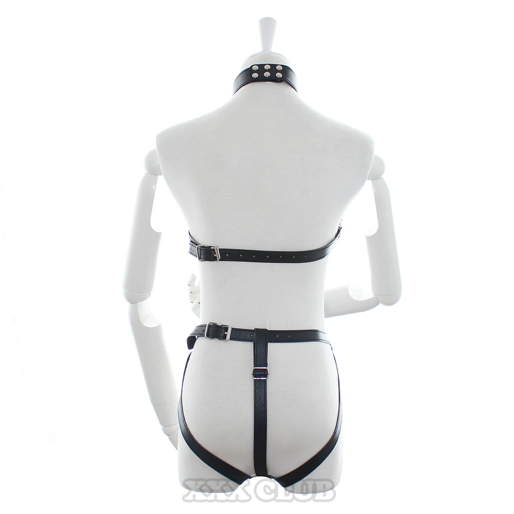 Thierry Adult Games PU Leather Body Harness for Women Fetish Slave Bondage Restraints,Exposed Breast Chastity Belt, Sex Products