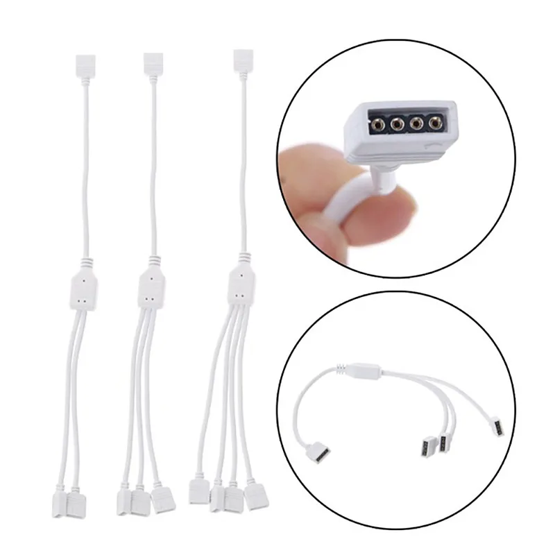 1 a 4 Conector Feminino Splitter, LED Strip Acessórios, RGB Strip Cabo de Extensão com 4 Pin Connector, 3528, 5050