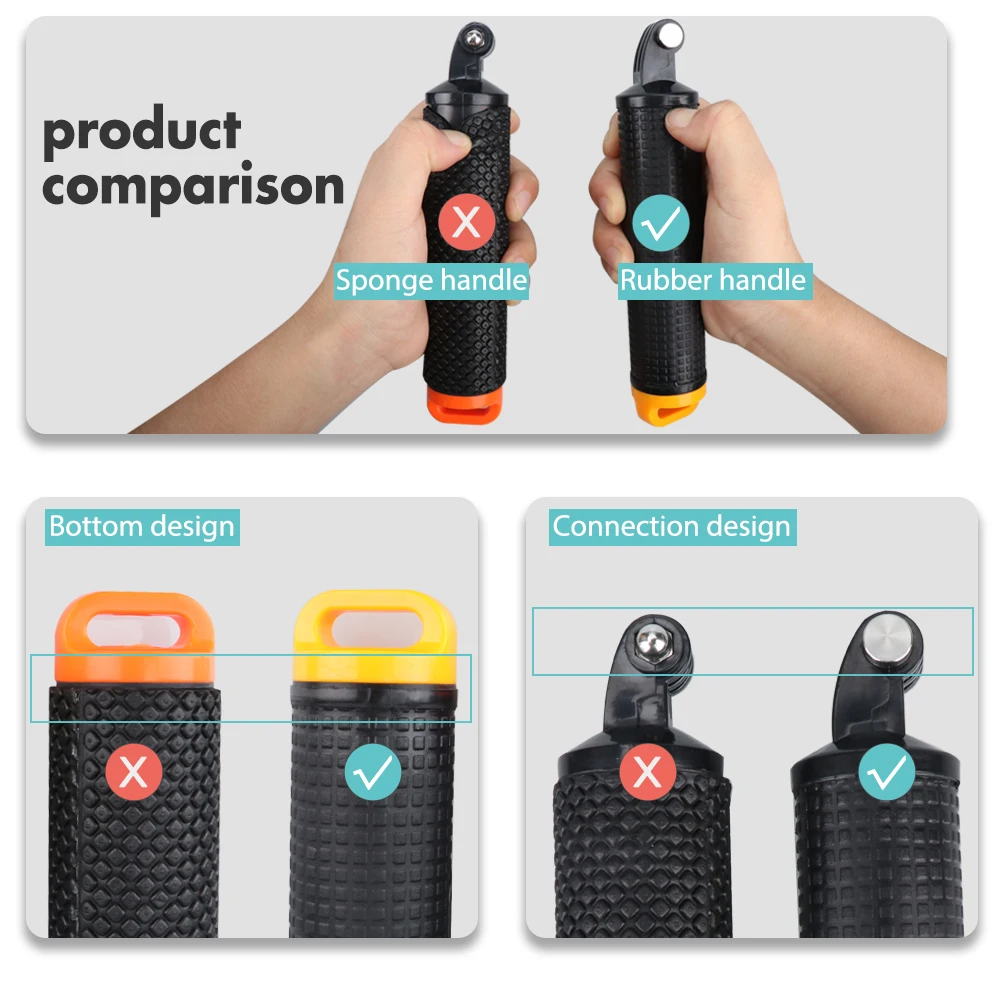 Vamson-고프로 히어로 11 10 9 8 7 6 5 4 용 블랙 방수 플로팅 핸드 그립 수상 스포츠, Yi 4K 고프로 10 VP418 용 DJI 액션 용