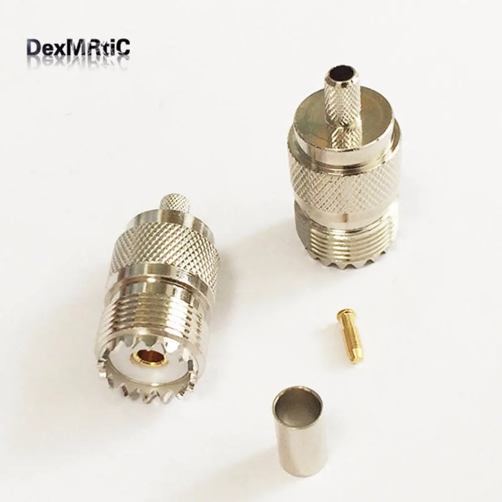 1 st UHF vrouwelijke jack RF Coax Connector Crimp RG58, RG142, RG400, LMR195 voor Rechte Vernikkeld NIEUWE groothandel