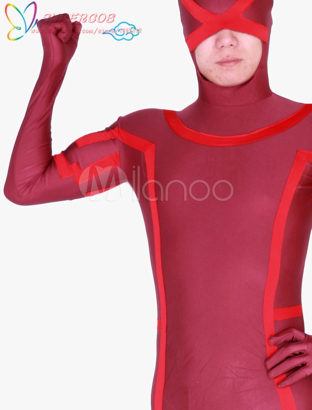 Traje Zentai Unisex de LICRA rojo oscuro para fiesta de Carnaval de Halloween de alta calidad