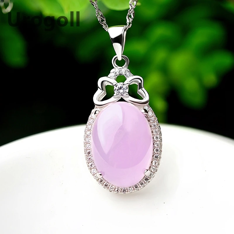 

Fashion Crystal Real 925 Sterling Silver Necklaces Purple Zircon Pendant Necklaces Chain Gift For Women Girl Jewelry