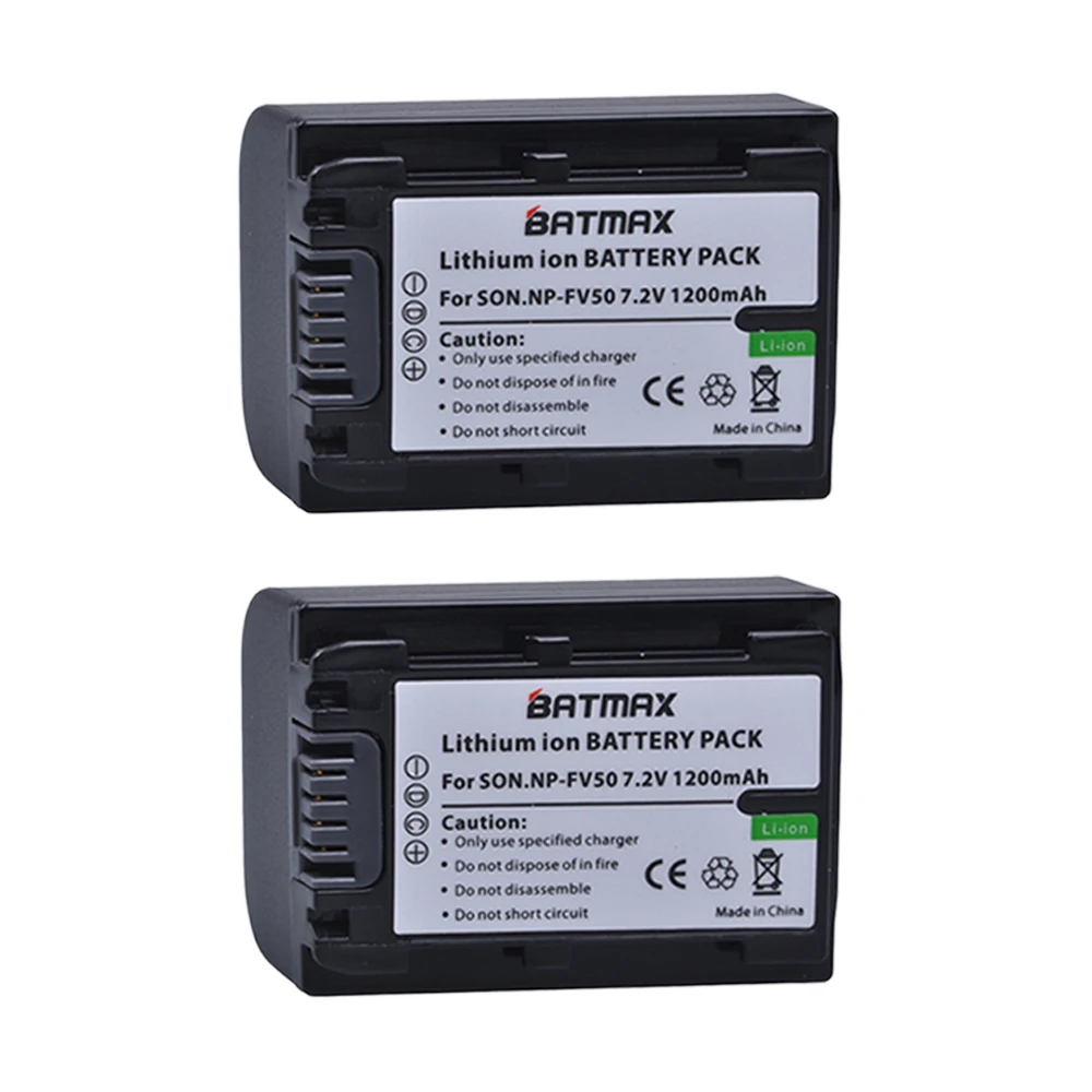 

2PCS NP-FV50 NP FV50 Camera Battery for SONY HDR CX390 290E PJ510 820E 790E 660E XR260 CX700E PJ50E 30E SR68 CX180E VG10E