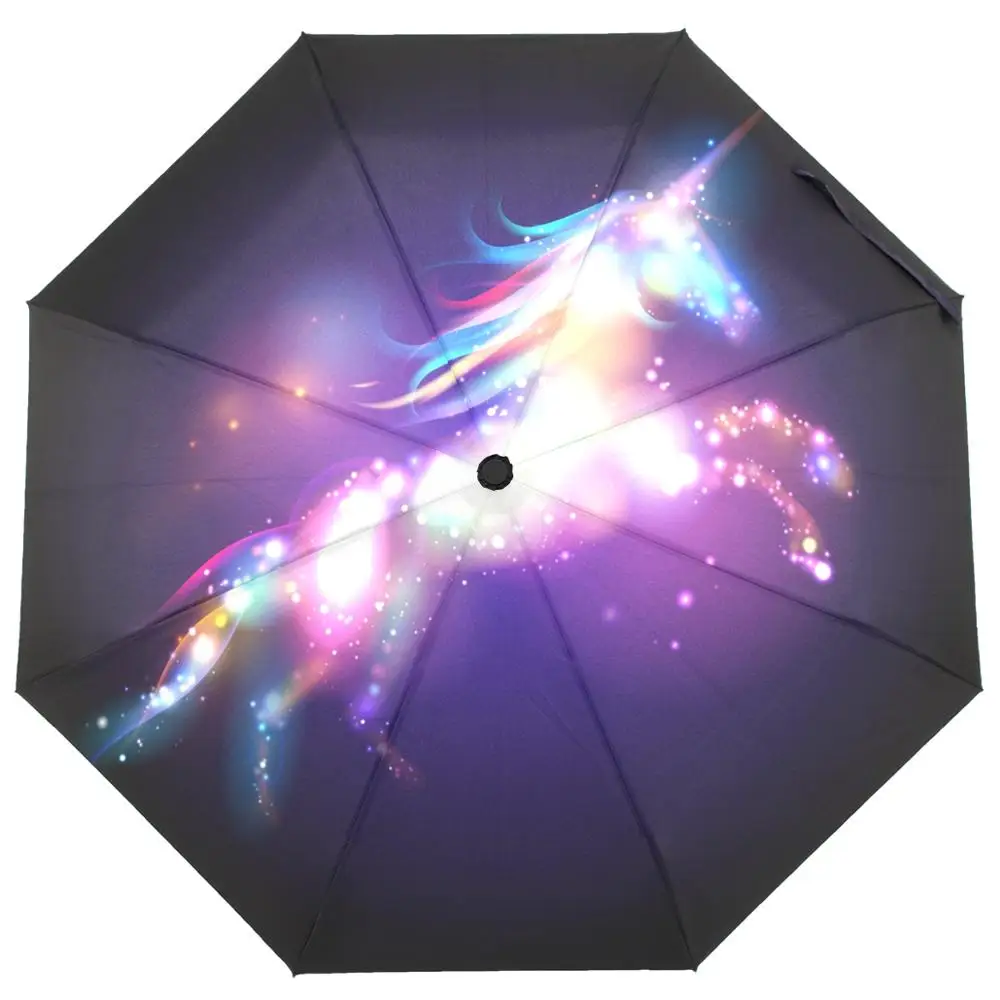 Creative Unicorn Automatic Umbrella Rain Women Three Folding Durable Strong Colourful Umbrella Kids Rainy Sunny Fashion Parasol