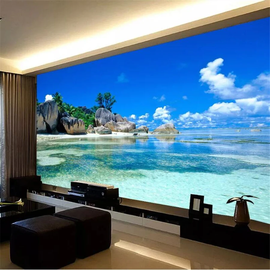 

beibehang Custom wallpaper 3D photo mural beautiful island scenery sea view solid background wall papers home decor 3d wallpaper