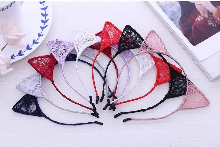 1PCS New Summer Style Girls Lace Cat Ear Headband Hairband Princess Hair Accessories Headwear Sexy Cute Hair Band *new*