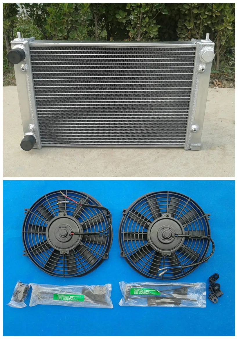 HOT Aluminum RadiatoR + Fan*2 For VW Golf MK2 MK II 1.6 8V and 1.8 16V MT 1982-1992 1983 1984 1985 1986 1987 1988 1989 1990 1991