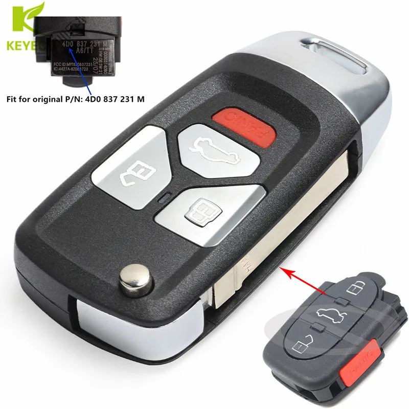 

KEYECU Replacement Upgraded Remote Key FOB 315MHz ID48 Chip for AUDI A6 S6 TT Quattro 4D0837231M 4D0 837 231 M Car Auto Vehicle