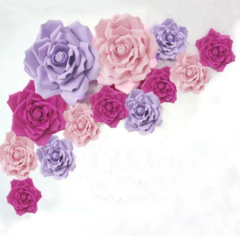 Giant Paper Foam Rose Flowers Roses 13pcs Mixed Sizes Stage Wedding Party Event Background Table Decorations decoracao de festa