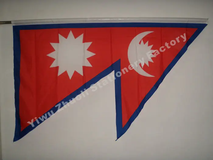 Nepal 1962 Flag, Triangle Shape, 3X5FT, 90X150cm, 100D Polyester, Double Stitched, High Quality, 21x14cm