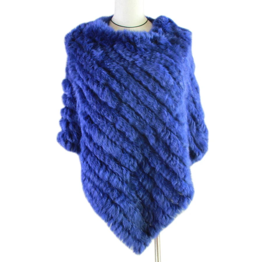 Harppihop Knitted rabbit fur shawl poncho stole cape scrap wrap women\'s garment Pashmina