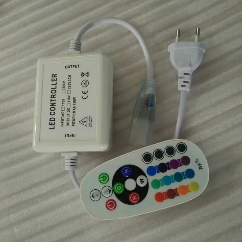 110V 220V Led Strip Light RGB Controller 24Key IR Remote Control 750W  EU/US Plug 8mm/10MM/12mm PCB Switching Connector