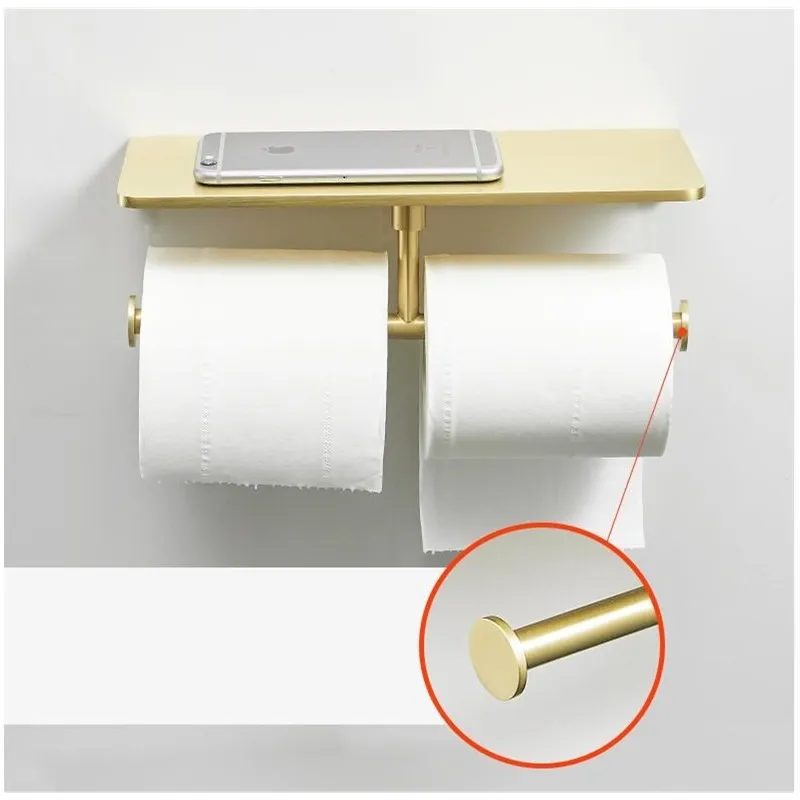 Imagem -02 - Suporte do Papel Higiénico Suporte de Rolo Titular Tecido Latão Escova de Ouro Acessórios do Banheiro Suporte do Telefone Novo