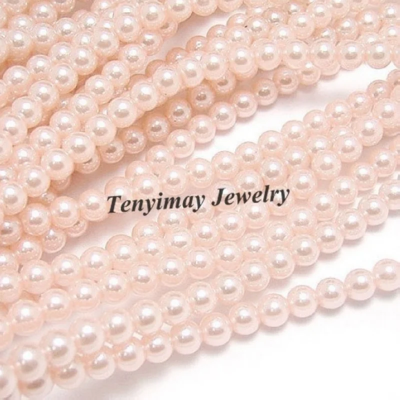 Fashion 5 Strands 85cm/Strand 6mm Red Glass Pearl Loose Beads Free Shipping