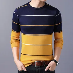2025 Casual Men's Sweater O-Neck Striped Slim Fit Knittwear Autumn Winter Mens Sweaters Pullovers Pullover Men Pull Homme M-3XL