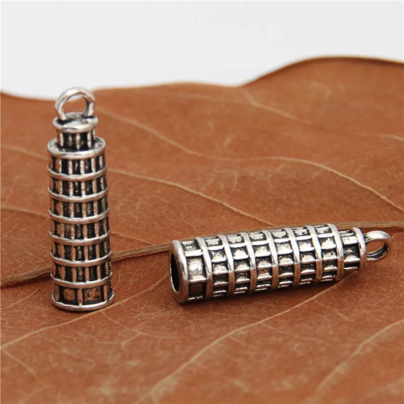 15pcs  Silver Color Leaning Tower Of Pisa Italy Charms Pendant Making Handmade Diy Jewelry A2948