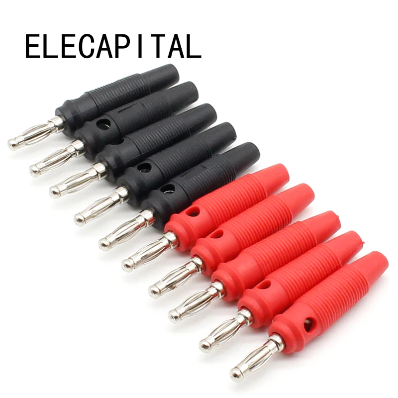 10Pcs/lot Red and Black 4mm Solderless Side Stackable Banana Plug