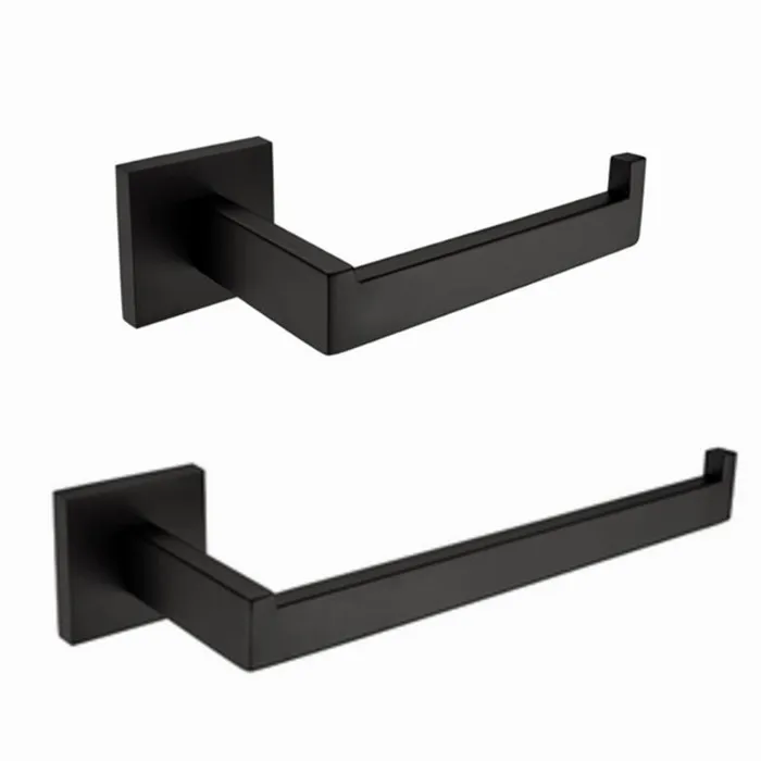 black color Toilet paper holder and towel holder rack wall mount stainless steel bathroom accessories SM556