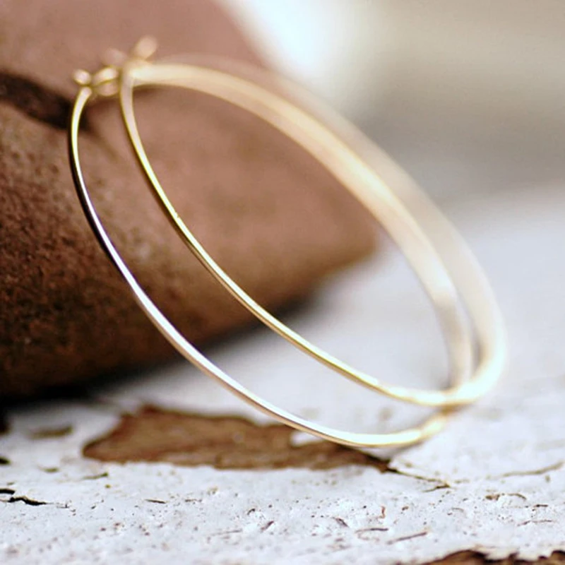 Gold Filled Hoop Earrings 925 Silver Jewelry Handmade Brincos Charm Hammered Pendientes Earrings For Women Boho Oorbellen