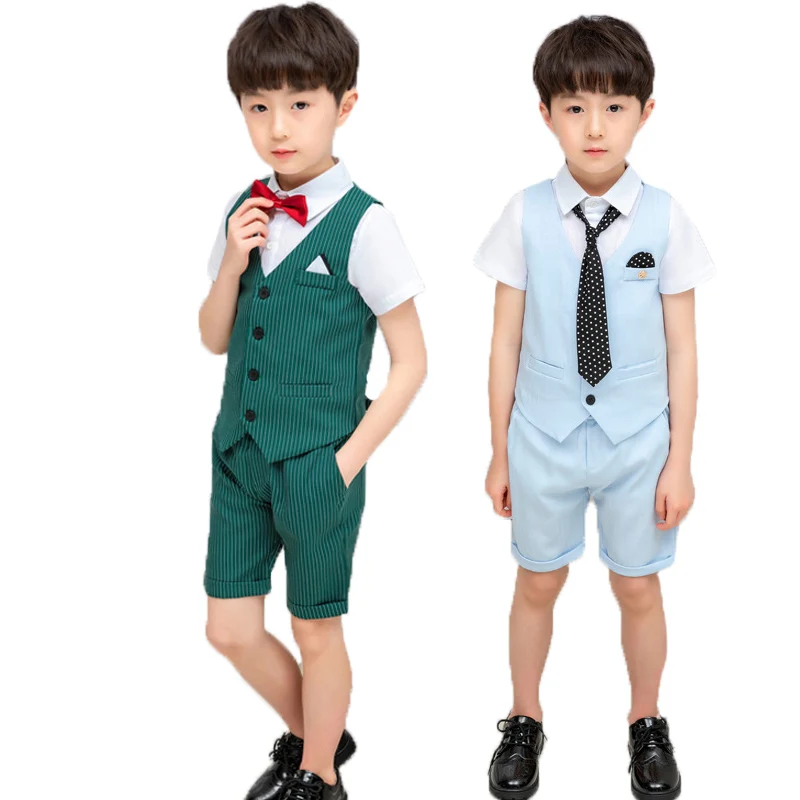 

Flower Boys Birthday Party Tuxedo Formal Vest + Pants 2Pcs Weddings Suit for School Kids Children Piano Prom Performance Costume