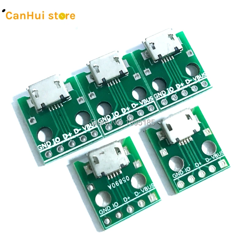 5/10pcs MICRO USB To DIP Adapter 5pin Female Connector B Type PCB Converter Breadboard USB-01 Switch Board SMT Mother Seat